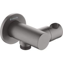 Round angle connector with handset holder