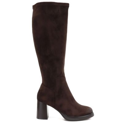 2. Women’s brown suede heeled boots Potocki SZ12849