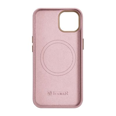 3. iCarer Litchi Premium Leather Case iPhone 14 Plus Magnetic Leather Case with MagSafe Pink (WMI14220711-PK)