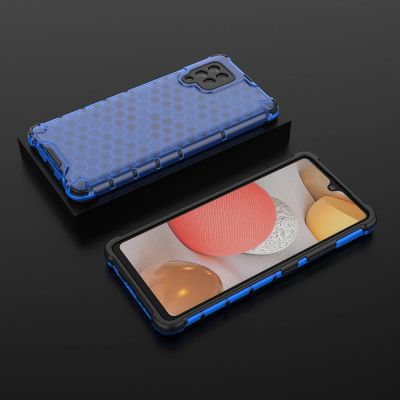 3. Honeycomb Case armor cover with TPU Bumper for Samsung Galaxy A42 5G blue