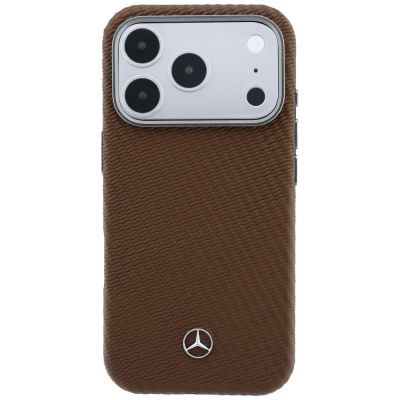 3. Mercedes Leather Semi Wrap Wood Effect MagSafe Case for iPhone 18 Pro Max / 17 Pro Max - Brown
