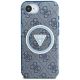 3. Guess IML Metal Glitter 4G Circle Triangle MagSafe Case for iPhone 16e - Blue