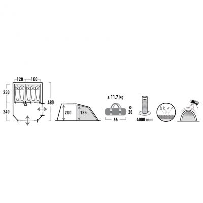 4. High Peak Paros 5 Tent Dark Gray 11566