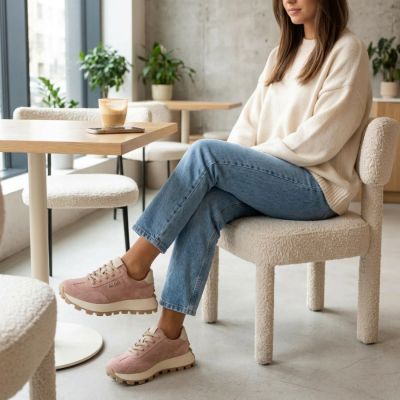 9. Leather platform sneakers, pink, Filippo DP7498