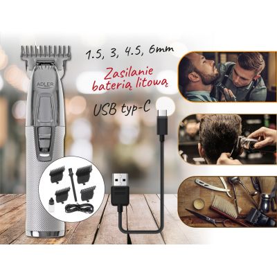 15. ADLER AD 2836s Silver USB Trimmer