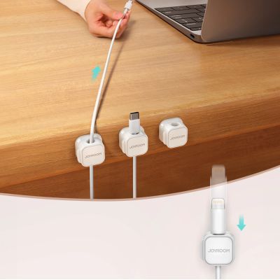 8. Joyroom JR-ZS368 magnetic cable organizer - white (6 pcs.)