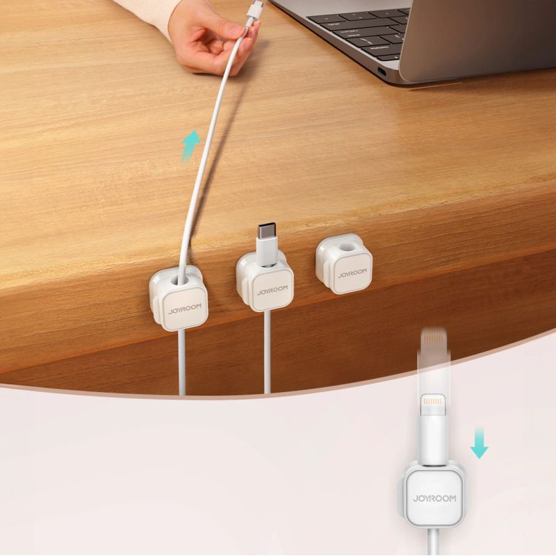 8. Joyroom JR-ZS368 magnetic cable organizer - white (6 pcs.)