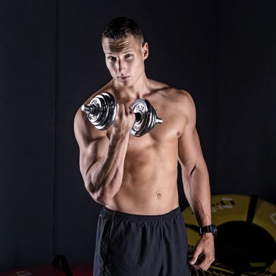 14. Dumbbells in a case HMS STC21 2 x 10 kg chrome