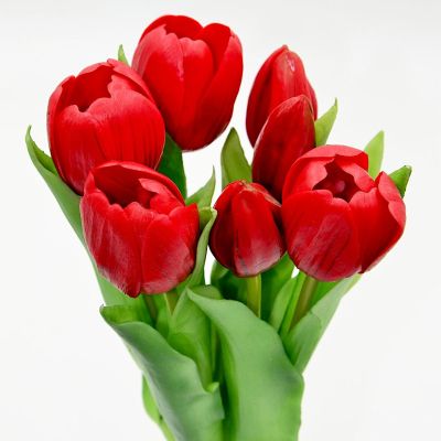 10. BOUQUET OF 7 RED TULIPS 31 CM LIKE LIFE SPRING DECORATION