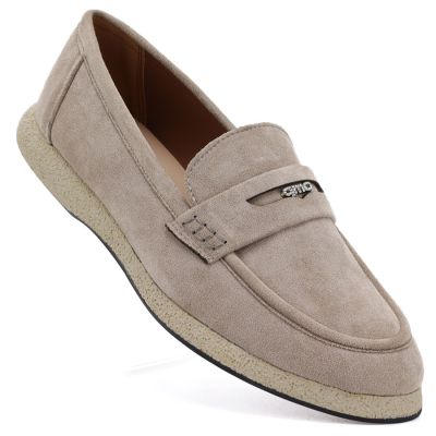 Women's suede moccasins in beige Vinceza 62273