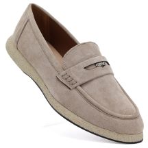 Women's suede moccasins in beige Vinceza 62273