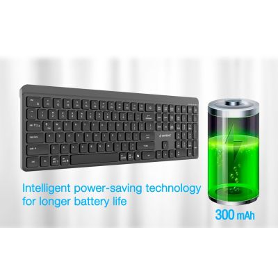 7. GEMBIRD WIRELESS KEYBOARD + MOUSE SET SLIM PRO BUSINESS, DUAL MODE, 2.4 GHZ + BT, US LAYOUT, BLACK
