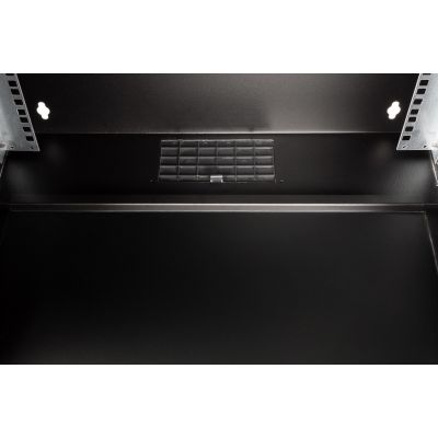 6. 19" 12U wall-mounted network cabinet, SOHO PRO 595 x 540 x 400 mm, glass door, black, unassembled, 60 kg