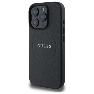 2. Guess Grained Gold Ring MagSafe case for iPhone 16 Pro Max - black