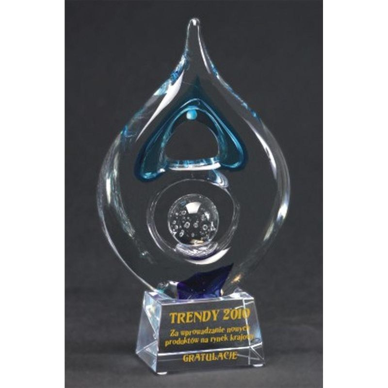 7. Engraved glass trophy + paint filling