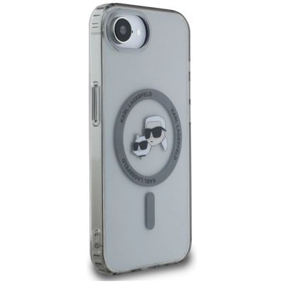 4. Karl Lagerfeld IML Metal Karl & Choupette Heads MagSafe iPhone 16e Case - Black
