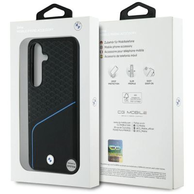 8. BMW Leather Textured and Smooth MagSafe Case for Samsung Galaxy S25 - Black