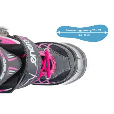 27. ROLLER SKATES-ROLLER SKATES-ICE SKATING 4IN1 ENERO PRO LED 26-29 PINK-GRAY