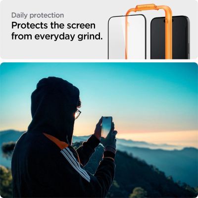 9. Spigen ALM Glass FC Tempered Glass for iPhone 15 Pro - Black 2 pcs.
