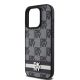 6. DKNY Leather Checkered Mono Pattern & Printed Stripes iPhone 15 Pro Case - Black