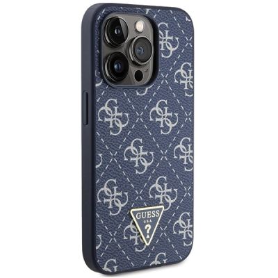 4. Guess 4G Triangle Metal Logo case for iPhone 15 Pro - blue