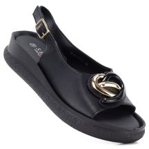 Women's leather platform sandals black S.Barski 61-6047