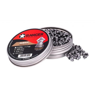 4.5 mm RANGER Diabolo Classic Sharp Grooved pellets, knurled tip, 500 pcs. 0.50 g