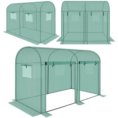 GREENHOUSE GARDEN TUNNEL TWO ENTRANCES FOR TOMATOES AND CUCUMBERS 200x100x180CM GREEN