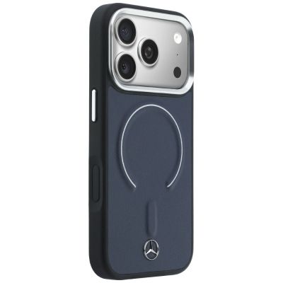 4. Mercedes Leather 3D MagSafe Case for iPhone 17 Pro - Navy Blue