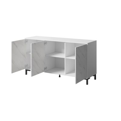 2. MARMO 3D chest of drawers 150x45xH80.5 white matt/white marble