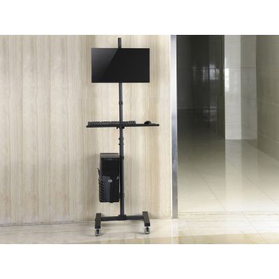 9. Features - Flat Panel Cart / Computer Case - Plastic, Stainless Steel - Screen Size: 43.2-81.3 cm (17"-32") - Freestanding