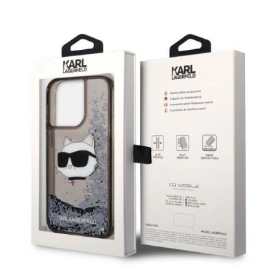 8. Karl Lagerfeld KLHCP14LLNCHCK iPhone 14 Pro 6.1" black/black hardcase Glitter Choupette Head