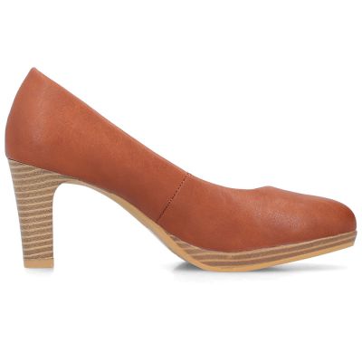 2. Brown leather pumps with a block heel, Rieker 41560-23