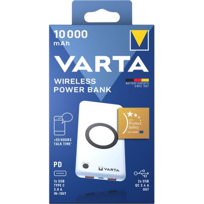 4. Varta 57913 Lithium Polymer (LiPo) 10000 mAh Wireless Charging White