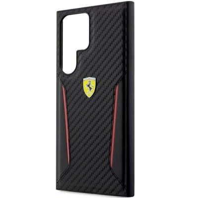 6. Ferrari Carbon Contrast Edges Case for Samsung Galaxy S23 Ultra - Black