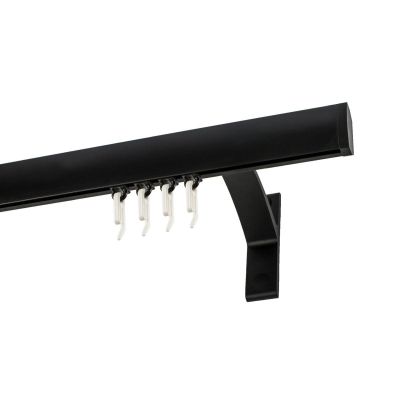 Single Apartment Curtain Track, Black, 320 cm, with Safety-Pin Gliders – KOWALSKI