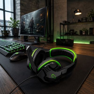 9. Esperanza EGH310G headphones (black, green)