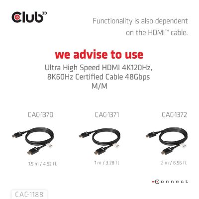 7. CLUB3D CAC-1188 Cable Adapter 0.09m Mini DisplayPort HDMI Black