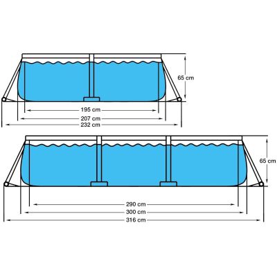 21. RECTANGULAR FRAME POOL WITH SUPER STRONG FILTER PUMP 300x207x66CM 17771EU