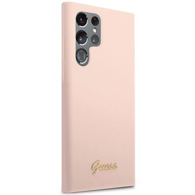 4. Guess GUHCS23LLSLMGPP S23 Ultra S918 pink/pink hardcase Silicone Script Metal Logo