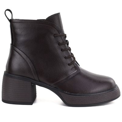 2. Women's leather ankle boots on a platform, insulated, brown, D&A S.Barski CR62-3368