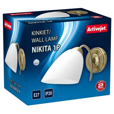 3. Classic single wall light Activejet NIKITA Patina E27 for the living room