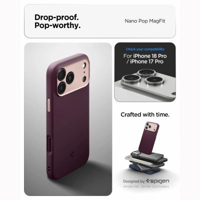 10. Spigen Nano Pop MagSafe Case for iPhone 18 Pro / 17 Pro – Dark Cherry