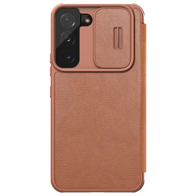 3. Nillkin Qin Leather Pro Case Case for Samsung Galaxy S22+ (S22 Plus) Camera Protector Holster Cover Flip Case Brown
