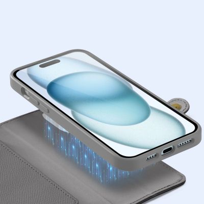 6. Dux Ducis Lawa Leather Case for iPhone 15 - Gray
