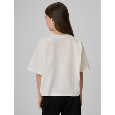 2. Girls' boxy T-shirt with print 4F 4FJRAW26TTSHF4239-11S