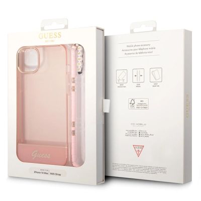 7. Guess GUHCP14MHGCOHP iPhone 14 Plus 6.7" pink/pink hardcase Translucent Pearl Strap