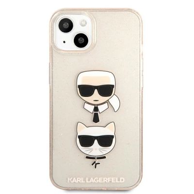 3. Karl Lagerfeld Glitter Karl's & Choupette Head Case for iPhone 13 mini - Gold
