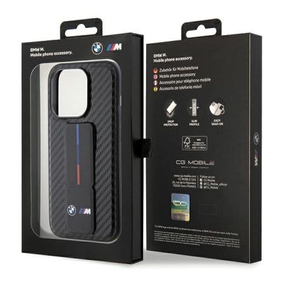 9. BMW Grip Stand Smooth & Carbon case for iPhone 15 Pro - black