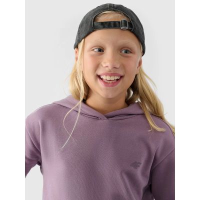 4. Girls' sweatshirt with hood, open, 4F Junior 4FJWMM00TSWSF1316-51S